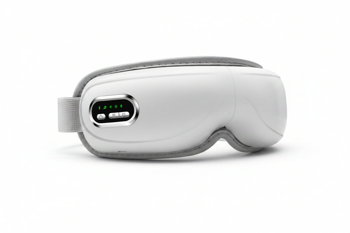White eye mask with control panel on a white background