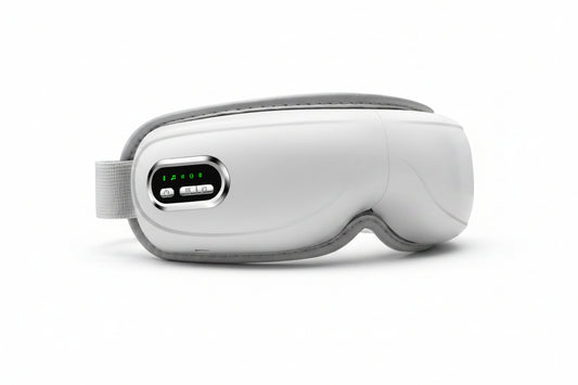 White eye mask with control panel on a white background