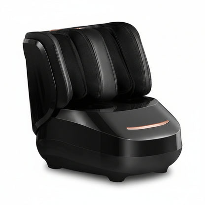 Black massage chair on a white background.