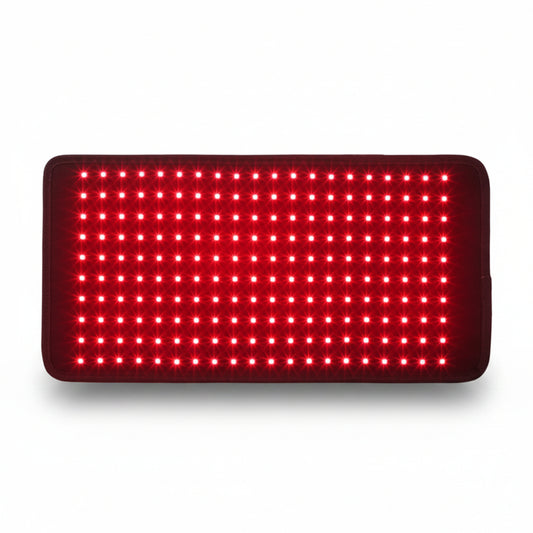 Rectangular LED panel with red lights on a white background