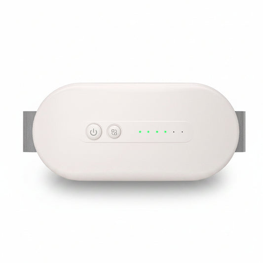 White electronic device with power and reset buttons on a white background