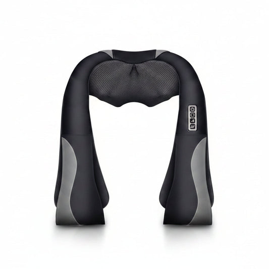 Black and gray neck and shoulder massager on a white background