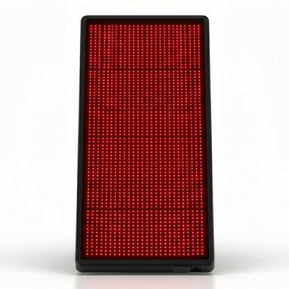 Rectangular LED display panel with red lights on a white background