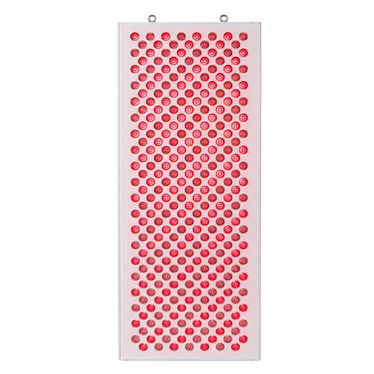Acupressure mat with red dots on a white background