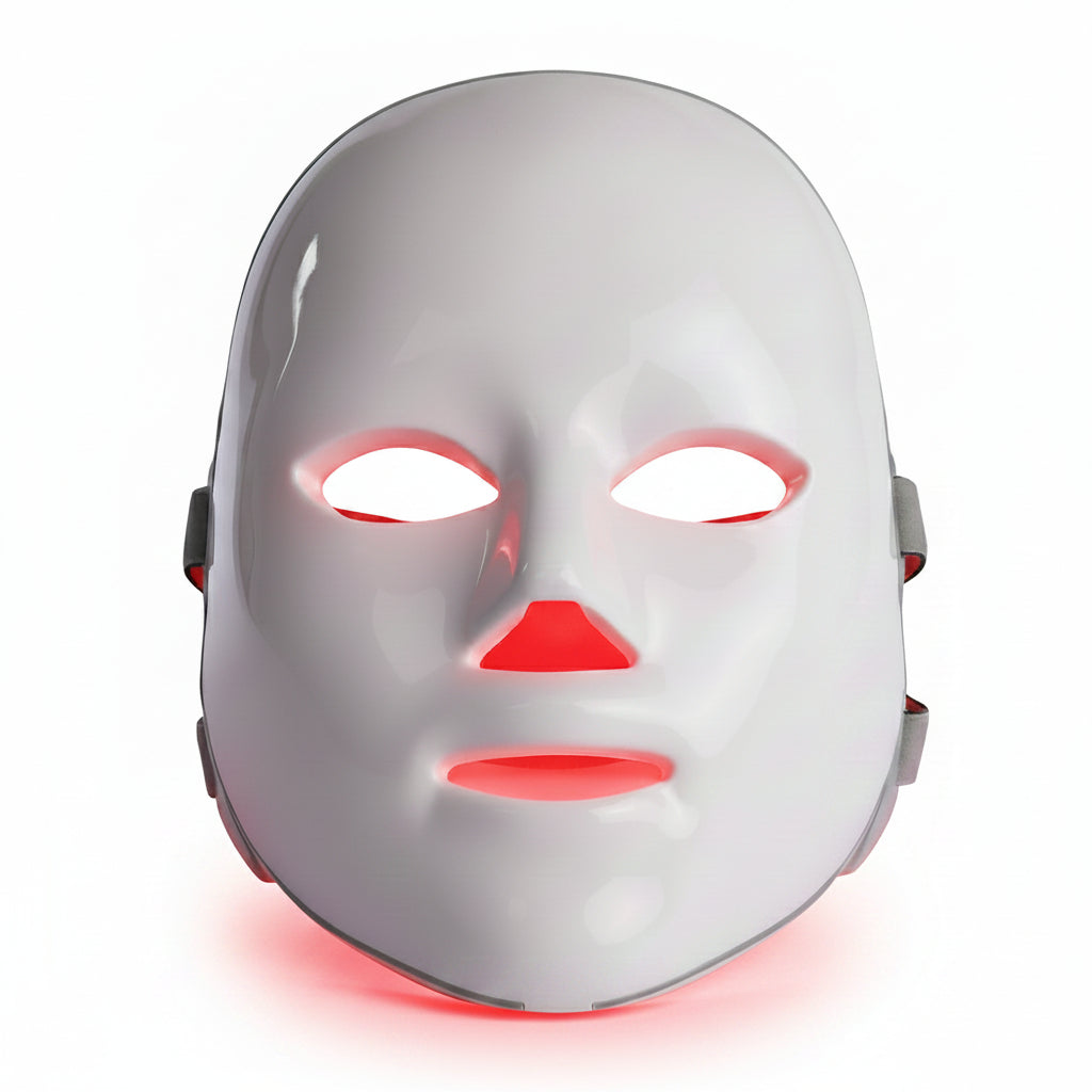 White LED face mask on a white background